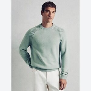 Men's REISS Sage Green Cloud Wool Raglan Sleeve Crew Neck Jumper Sweater Small